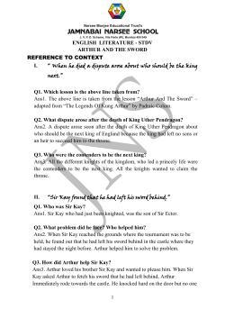 ENGLISH LITERATURE - STDV ARTHUR AND THE SWORD