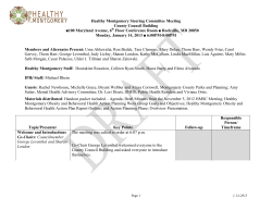 Healthy Montgomery Steering Committee Meeting County Council