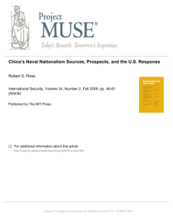 China`s Naval Nationalism Sources, Prospects, and the US Response