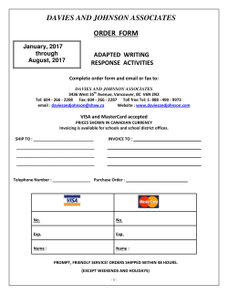 DAVIES AND JOHNSON ASSOCIATES ORDER FORM