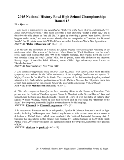 2015 National History Bowl High School Championships Round 13