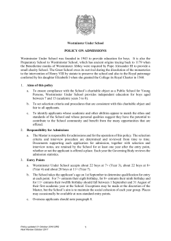 Admissions Policy - westminster.org.uk