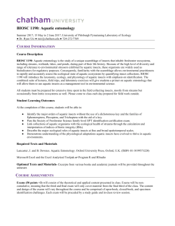 BIOSC 1190: Aquatic entomology