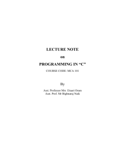 LECTURE NOTE on PROGRAMMING IN &ldquo;C&rdquo;