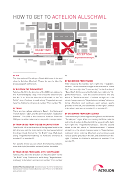 HOW TO GET TO ACTELION ALLSCHWIL