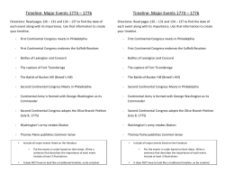 Major Events 1774 &ndash; 1776