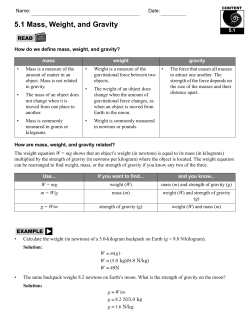 5.1 Mass Weight and Gravity