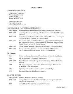 Cohen vita p. 1 ADAM B. COHEN CONTACT