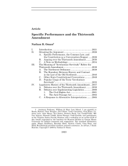 Specific Performance and the Thirteenth Amendment