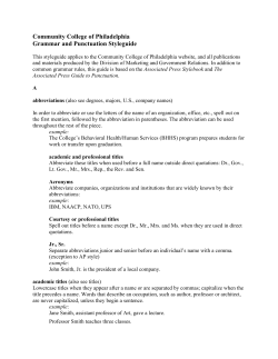 Grammar and Punctuation Styleguide - 2013