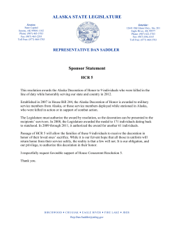 ALASKA STATE LEGISLATURE Sponsor Statement