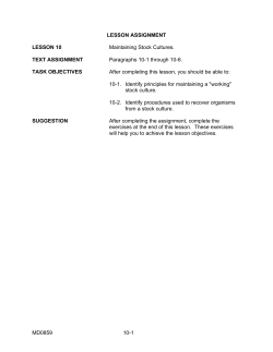 Maintaining Stock Cultures