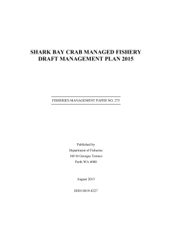 Shark Bay Crab Managed Fishery Draft Management Plan 2015