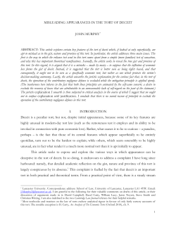 misleading appearances in the tort of deceit