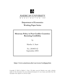 Department of Economics Working Paper Series Monetary Policy in