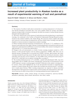 Increased plant productivity in Alaskan tundra as a result of