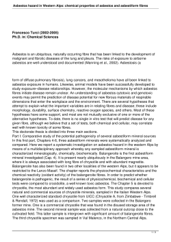 Asbestos hazard in Western Alps: chemical properties of asbestos