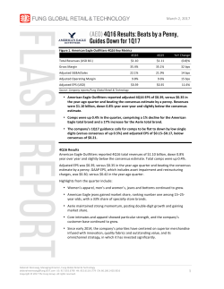 (AEO) 4Q16 Results: Beats by a Penny, Guides Down for 1Q17
