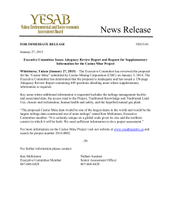 News Release - Yukon Environmental and Socio