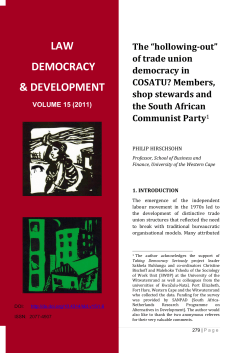 Hirschsohn, P --- "The “hollowing-out” of trade union democracy in