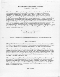 Sklar, D. &ldquo;Movement Observation Guidelines&rdquo;