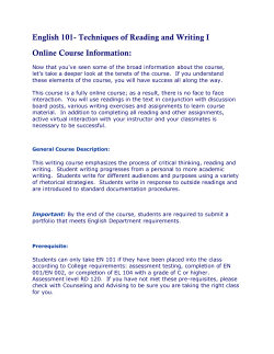 English 101- Techniques of Reading and Writing