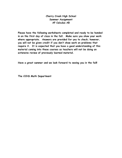 Cherry Creek High School Summer Assignment AP Calculus AB