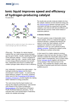Ionic liquid improves speed and efficiency of hydrogen