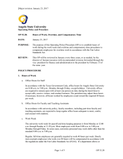 OP 52.28 Hours of Work, Overtime, and Compensatory Time