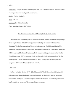 Assignment: Analyze the novel and subsequent film, &ldquo;To Kill a