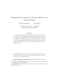 Enumeration formulas for Young tableaux in a diagonal strip