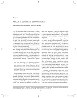 The Art of Laboratory Experimentation
