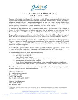 SPECIAL EVENTS APPLICATION PROCESS M E M O R A N D U M