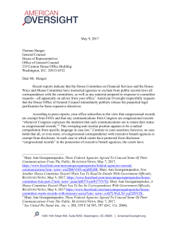 May 9, 2017 Thomas Hungar General Counsel