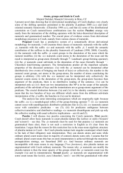 Atoms, groups and kinds in Czech Mojm&iacute;r Dočekal, Masaryk