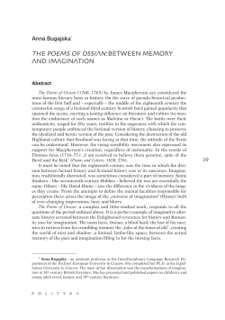 the poems of ossian:between memory and imagination