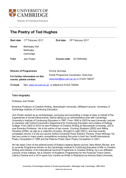The Poetry of Ted Hughes - University of Cambridge