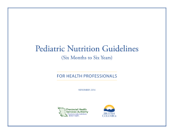 Pediatric Nutrition Guidelines (Six Months to Six Years)