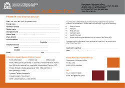 Family History Application Form - Department of Aboriginal Affairs