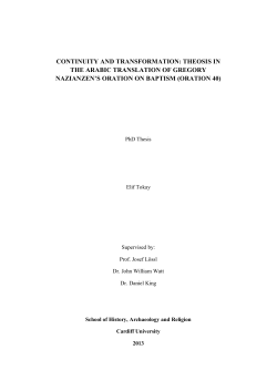 theosis in the arabic translation of gregory nazianzen`s