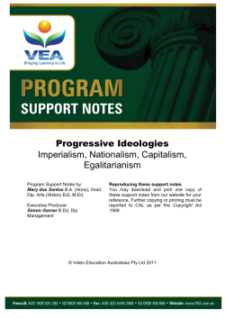 Progressive Ideologies Imperialism, Nationalism, Capitalism