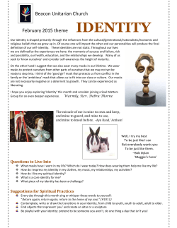 Beacon Unitarian Church February 2015 theme IDENTITY
