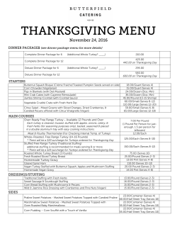 Thanksgiving Menu 2016