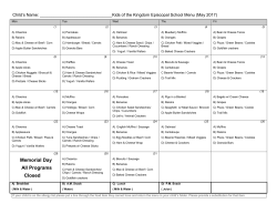 May 2017 Menu - Kids of the Kingdom Episcopal School
