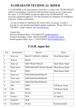 FLORABAND TECHNICAL RIDER FOH input list