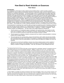 Aristotle on Essences - Philosophy Ideas Database