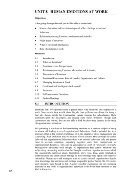 UNIT 8 HUMAN EMOTIONS AT WORK