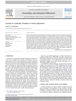 Lessons in academic freedom as lived experience