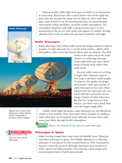 Radio Telescopes Telescopes in Space