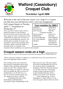 club Newsletter - Watford Croquet Club